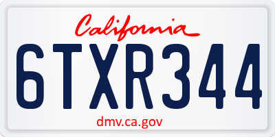 CA license plate 6TXR344