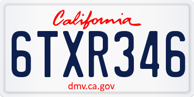 CA license plate 6TXR346