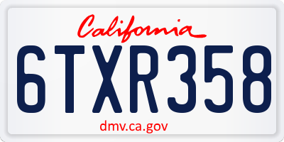 CA license plate 6TXR358