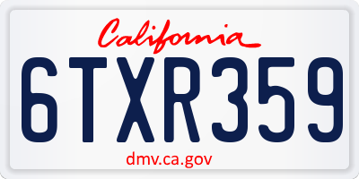CA license plate 6TXR359