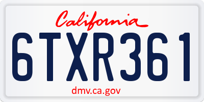 CA license plate 6TXR361