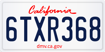 CA license plate 6TXR368