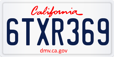 CA license plate 6TXR369