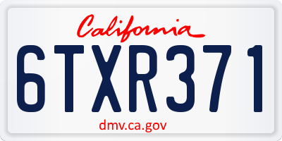 CA license plate 6TXR371