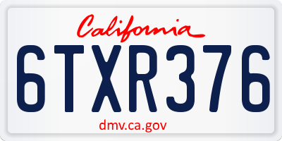 CA license plate 6TXR376