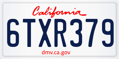 CA license plate 6TXR379