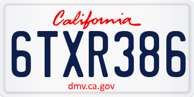 CA license plate 6TXR386