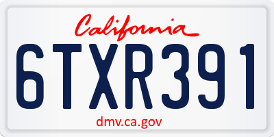 CA license plate 6TXR391