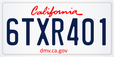 CA license plate 6TXR401