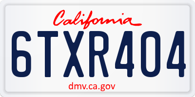 CA license plate 6TXR404