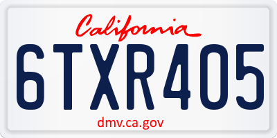 CA license plate 6TXR405