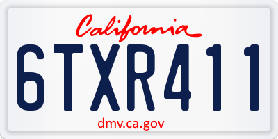 CA license plate 6TXR411