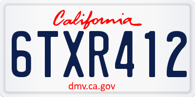 CA license plate 6TXR412