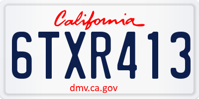 CA license plate 6TXR413