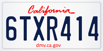 CA license plate 6TXR414