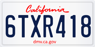 CA license plate 6TXR418