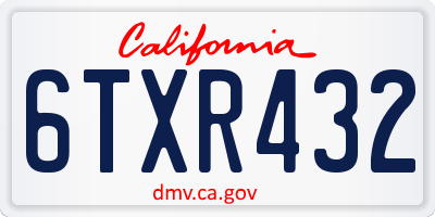 CA license plate 6TXR432