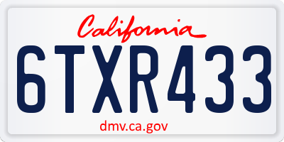CA license plate 6TXR433