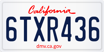 CA license plate 6TXR436