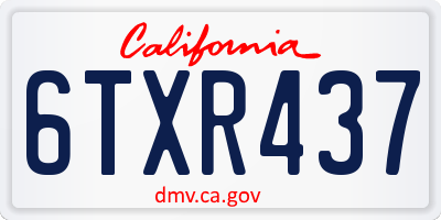 CA license plate 6TXR437