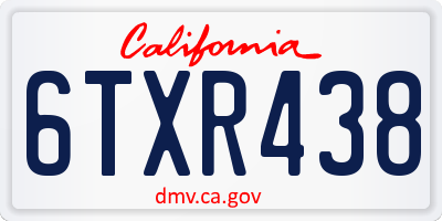 CA license plate 6TXR438