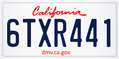 CA license plate 6TXR441