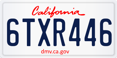CA license plate 6TXR446