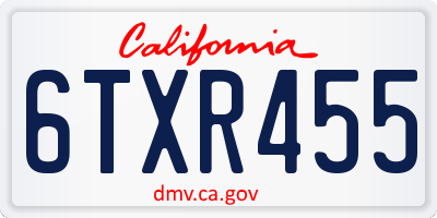 CA license plate 6TXR455