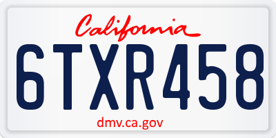 CA license plate 6TXR458