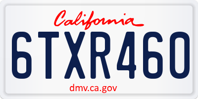 CA license plate 6TXR460