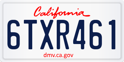 CA license plate 6TXR461