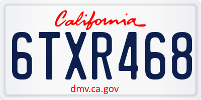 CA license plate 6TXR468
