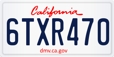 CA license plate 6TXR470