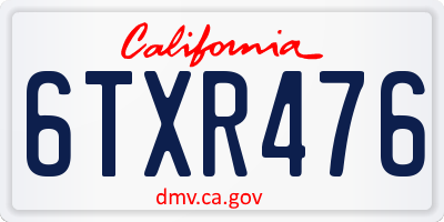 CA license plate 6TXR476