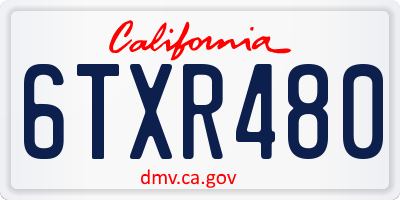 CA license plate 6TXR480