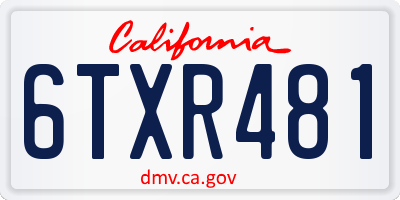 CA license plate 6TXR481