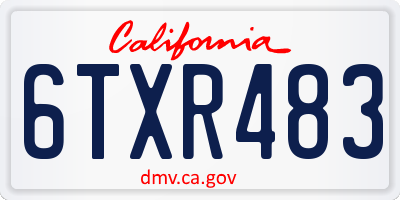 CA license plate 6TXR483