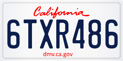 CA license plate 6TXR486