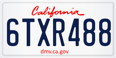 CA license plate 6TXR488