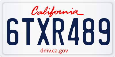 CA license plate 6TXR489