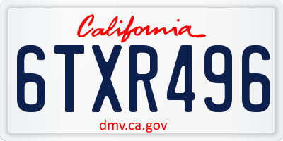 CA license plate 6TXR496