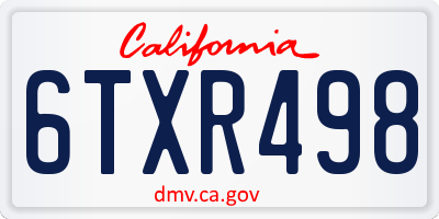 CA license plate 6TXR498