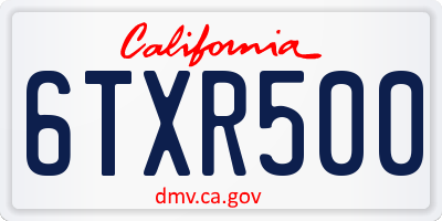 CA license plate 6TXR500