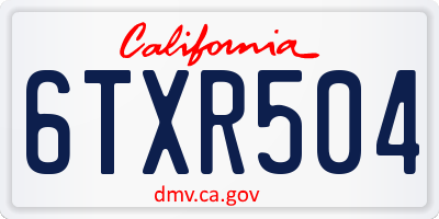 CA license plate 6TXR504