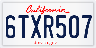 CA license plate 6TXR507