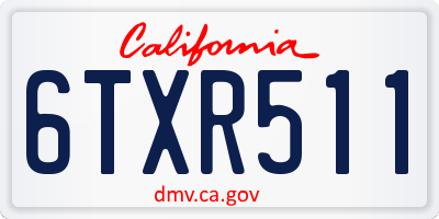 CA license plate 6TXR511