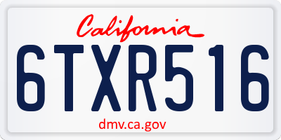 CA license plate 6TXR516