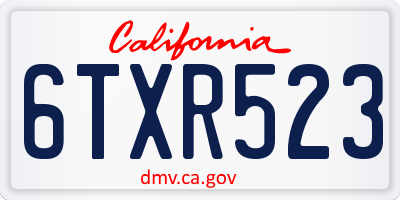 CA license plate 6TXR523