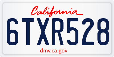 CA license plate 6TXR528