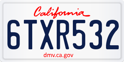 CA license plate 6TXR532